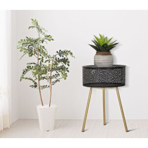 Mauro Ferretti table dappoint Blacky Ø 35x50 cm noir or