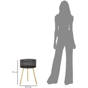 Mauro Ferretti table dappoint Blacky Ø 35x50 cm noir or