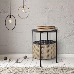Mauro Ferretti table dappoint Osaka Ø 40x50 cm noir naturel