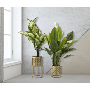 Mauro Ferretti Présentoir à fleurs Golvy Lot de 2 Ø 21x40 et 19x22 cm or