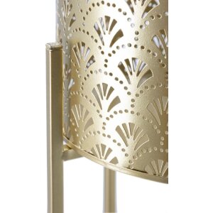 Mauro Ferretti Présentoir à fleurs Golvy Lot de 2 Ø 21x52 et 19x42 cm or