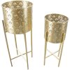 Mauro Ferretti Présentoir à fleurs Golvy Lot de 2 Ø 21x52 et 19x42 cm or