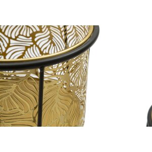 Mauro Ferretti Présentoir à fleurs Leavy set de 2 pièces Ø 21x40 et 19x22 cm or noir