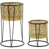 Mauro Ferretti Présentoir à fleurs Leavy set de 2 pièces Ø 21x40 et 19x22 cm or noir
