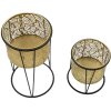 Mauro Ferretti Présentoir à fleurs Leavy set de 2 pièces Ø 21x40 et 19x22 cm or noir
