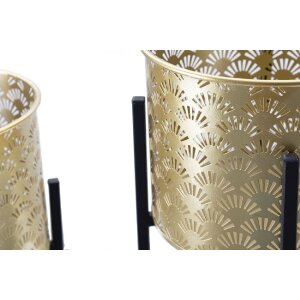 Mauro Ferretti Porte-fleurs Glissy lot de 2 Ø 21x38 et 19x28 cm or noir