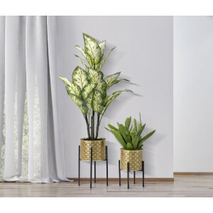 Mauro Ferretti Porte-fleurs Glissy lot de 2 Ø 21x38 et 19x28 cm or noir