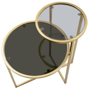 Mauro Ferretti table dappoint 2 niveaux 50x40x60,5 cm or
