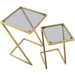 Mauro Ferretti tables dappoint Z lot de 2 40x40x60 et 30x30x50 cm or