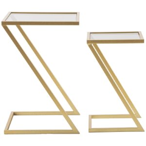 Mauro Ferretti tables dappoint Z lot de 2 40x40x60 et 30x30x50 cm or