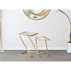 Mauro Ferretti tables dappoint Z lot de 2 40x40x60 et 30x30x50 cm or