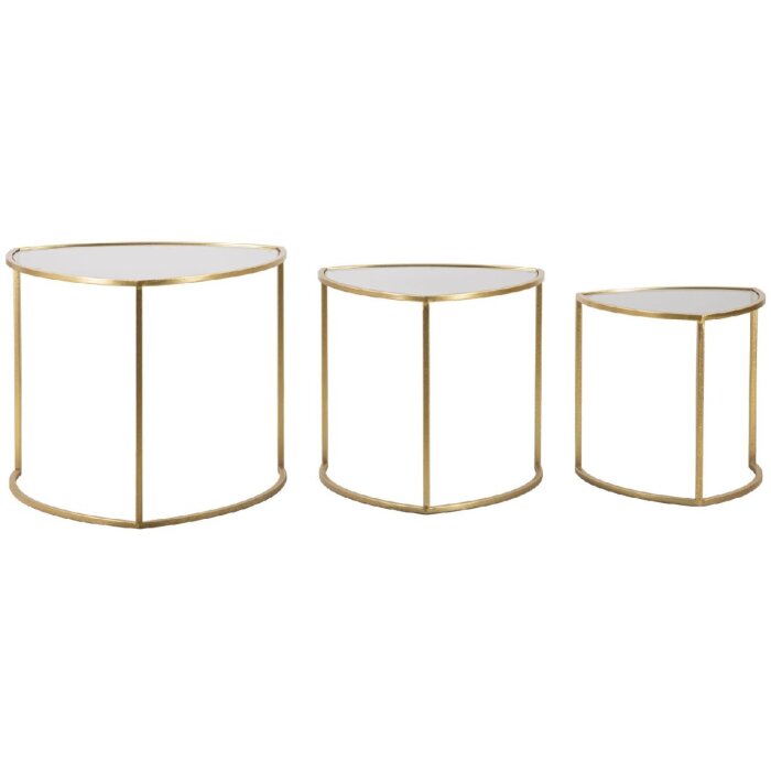Mauro Ferretti table dappoint Triangle set de 3 Ø 60x50-50x45-40x40 cm or