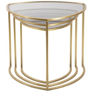 Mauro Ferretti table dappoint Triangle set de 3 Ø 60x50-50x45-40x40 cm or