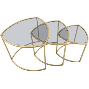 Mauro Ferretti table dappoint Triangle set de 3 Ø 60x50-50x45-40x40 cm or