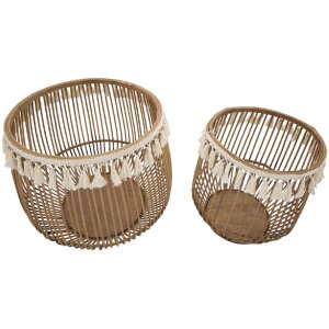 Mauro Ferretti Set de paniers Fuji 2 pièces Ø 47x39,5-34x36,5 cm brun