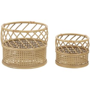 Mauro Ferretti Porte-fleurs Panama lot de 2 Ø 30x25-22x18 cm brun