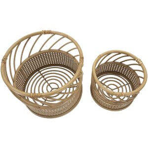 Mauro Ferretti Porte-fleurs Panama lot de 2 Ø 30x25-22x18 cm brun