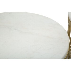 Mauro Ferretti table dappoint feuille set 2 pièces Ø 35x65,5-30x60,5 or