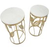 Mauro Ferretti table dappoint feuille set 2 pièces Ø 35x65,5-30x60,5 or