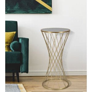 Mauro Ferretti Table dappoint Tour Nouveau Ø 40x80 or