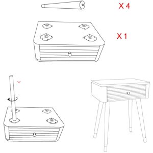 Mauro Ferretti table de nuit Matera 45x32x62 cm blanc marron