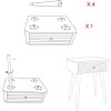 Mauro Ferretti table de nuit Matera 45x32x62 cm blanc marron