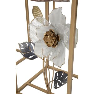 Mauro Ferretti table dappoint fleurs set 2 pièces 36x36x70-30x30x60 cm multicolore