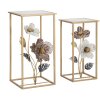Mauro Ferretti table dappoint fleurs set 2 pièces 36x36x70-30x30x60 cm multicolore