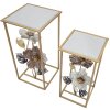 Mauro Ferretti table dappoint fleurs set 2 pièces 36x36x70-30x30x60 cm multicolore