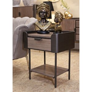 Mauro Ferretti table de nuit Toronto 50,5x41x60 cm gris marron