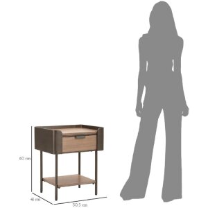 Mauro Ferretti table de nuit Toronto 50,5x41x60 cm gris marron