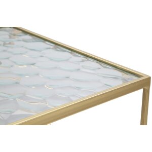 Mauro Ferretti table dappoint set Glassy 2pcs 31,5x31,5x68 et 28x28x64 cm or