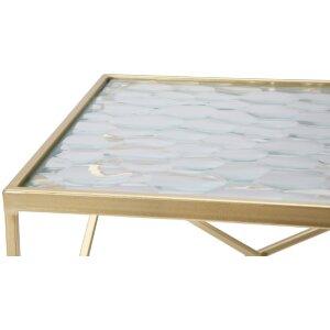 Mauro Ferretti table dappoint set Glassy 2pcs 31,5x31,5x68 et 28x28x64 cm or