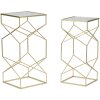 Mauro Ferretti table dappoint set Glassy 2pcs 31,5x31,5x68 et 28x28x64 cm or