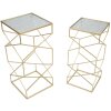 Mauro Ferretti table dappoint set Glassy 2pcs 31,5x31,5x68 et 28x28x64 cm or