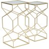 Mauro Ferretti table dappoint set Glassy 2pcs 31,5x31,5x68 et 28x28x64 cm or