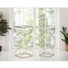 Mauro Ferretti table dappoint set Glassy 2pcs 31,5x31,5x68 et 28x28x64 cm or
