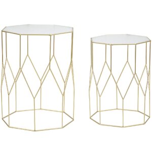 Mauro Ferretti Table dappoint Set Glass 2pcs Ø 37x47 et 31x42 cm or