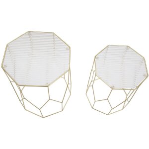 Mauro Ferretti Table dappoint Set Glass 2pcs Ø 37x47 et 31x42 cm or