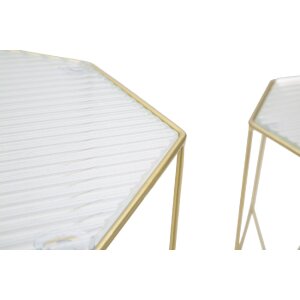 Mauro Ferretti Table dappoint Set Glass 2pcs Ø 37x47 et 31x42 cm or