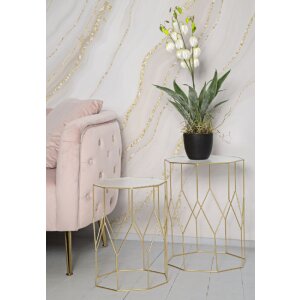 Mauro Ferretti Table dappoint Set Glass 2pcs Ø 37x47 et 31x42 cm or