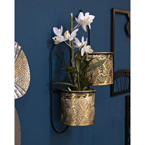 Mauro Ferretti Vase mural Hong double 27x14x48 cm noir or