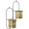 Mauro Ferretti Vase mural Hong double 27x14x48 cm noir or