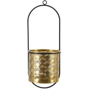 Mauro Ferretti Vase mural Hong 14x14x37 cm noir or