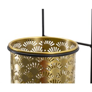 Mauro Ferretti Vase mural Hong 14x14x37 cm noir or