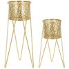 Mauro Ferretti Porte-fleurs Glod lot de 2 21x20x46 et 18x18x32 cm or