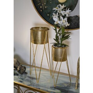 Mauro Ferretti Présentoir à fleurs Glat Lot de 2 21x20x46 et 18x18x32 cm or