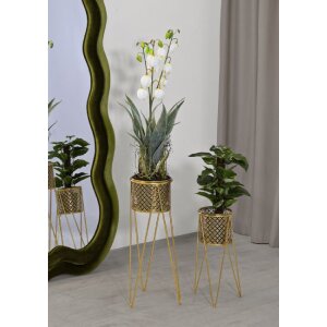 Mauro Ferretti Présentoir à fleurs Nat Lot de 2 21x20x46 et 18x18x32 cm or