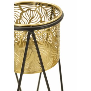 Mauro Ferretti Porte-fleurs Drak lot de 2 21x20x46 et 18x18x32 cm noir or