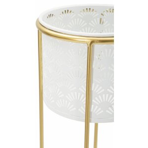 Mauro Ferretti Présentoir à fleurs Whity Lot de 2 Ø 17x46 et 14x34 cm blanc or